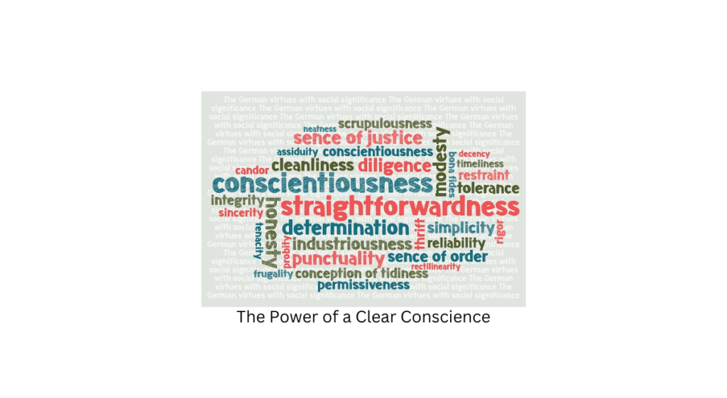 A clear conscience, in its essence, is a state of inner peace and contentment that arises from knowing you've acted ethically and in alignment with your values. 